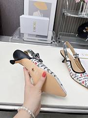 Dioramour J'Adior slingback pumps in white cotton with black and red heel 6.5 cm - 4