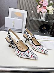 Dioramour J'Adior slingback pumps in white cotton with black and red heel 6.5 cm - 3