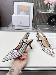 Dioramour J'Adior slingback pumps in white cotton with black and red heel 6.5 cm - 2