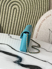 Chanel East West Teal Chocolate Bar Quilted Chain Flap shoulder bag 26*13*4cm - 6