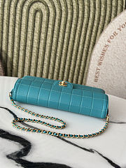 Chanel East West Teal Chocolate Bar Quilted Chain Flap shoulder bag 26*13*4cm - 5