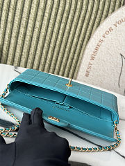 Chanel East West Teal Chocolate Bar Quilted Chain Flap shoulder bag 26*13*4cm - 3