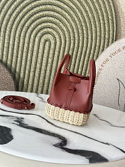 Loro Piana Micro Bale bag in calfskin leather and hand-woven wicker 16*13*13 cm - 1