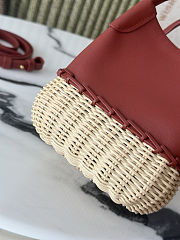 Loro Piana Micro Bale bag in calfskin leather and hand-woven wicker 16*13*13 cm - 5