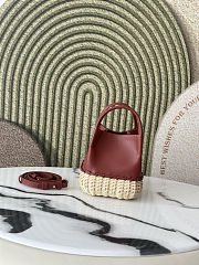 Loro Piana Micro Bale bag in calfskin leather and hand-woven wicker 16*13*13 cm - 3