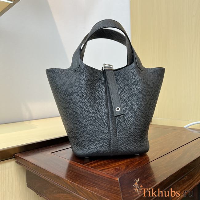 Hermes Picotin Black Silver Bag 18cm  - 1