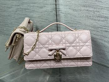  Dior My Dior Mini Bag in Rose Soupir Cannage lambskin size 21 cm