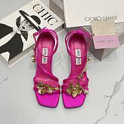 Jimmy Choo Saeda 100mm sandals with metal flower detail in pink - 2