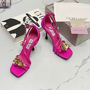 Jimmy Choo Saeda 100mm sandals with metal flower detail in pink - 4