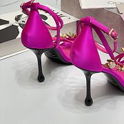 Jimmy Choo Saeda 100mm sandals with metal flower detail in pink - 6