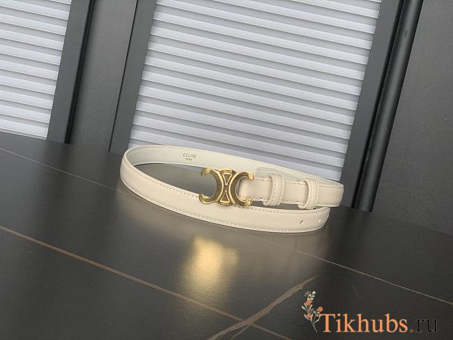  Celine Triomphe belt in taurillon leather rice color 1.8 cm - 1