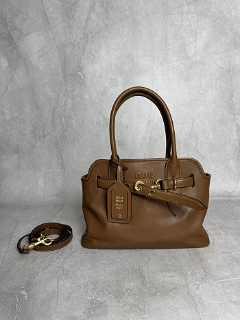 Miu Miu Aventure nappa leather top-handle bag in a brown color 22x 30x10cm