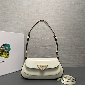 Prada Cleo patent leather shoulder bag in white color 24x11x4 cm