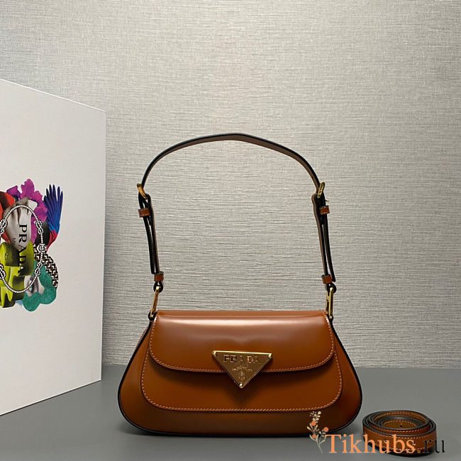 Prada Cleo patent leather shoulder bag in brown color 24x11x4 cm - 1