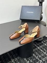 Chanel slingback heels in a brown color  - 1