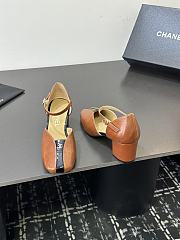 Chanel slingback heels in a brown color  - 5