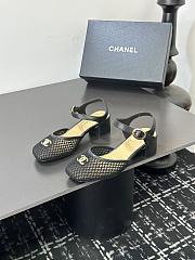 Chanel black mesh slingback sandals  - 1