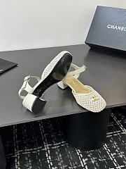 Chanel black mesh slingback sandals in white color - 5