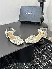 Chanel black mesh slingback sandals in white color - 4