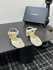 Chanel black mesh slingback sandals in white color - 3