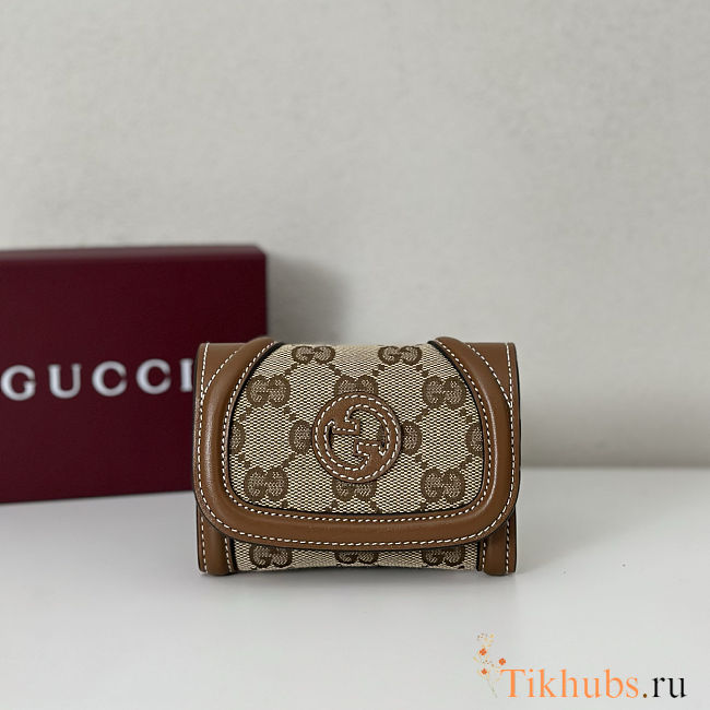 Gucci Blondie GG canvas card case in beige and dark brown 11x9 cm - 1