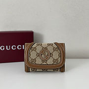 Gucci Blondie GG canvas card case in beige and dark brown 11x9 cm - 1