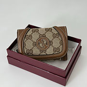 Gucci Blondie GG canvas card case in beige and dark brown 11x9 cm - 3