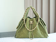 Chanel 25 hobo bag in khaki suede with antique gold hardware 30x26x14 cm - 1