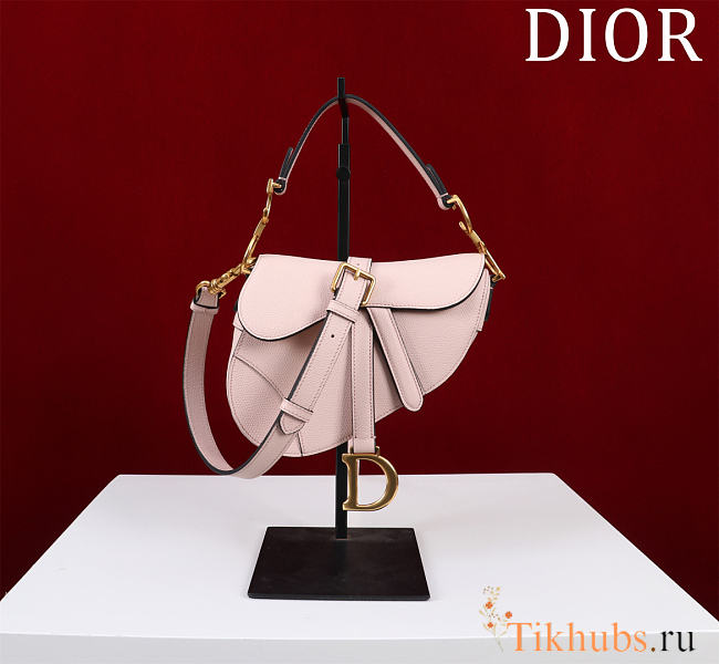 Dior mini Saddle Bag with Strap Powder Pink 19.5*16*6.5cm - 1
