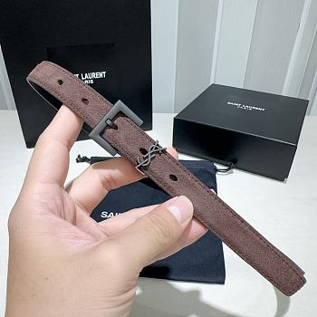 Saint Laurent Cassandre belt in brown suede  20 mm