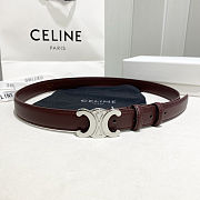 Celine Triomphe dark brown leather belt with silver buckle 25 mm - 5