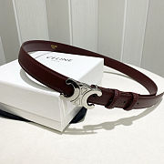 Celine Triomphe dark brown leather belt with silver buckle 25 mm - 4