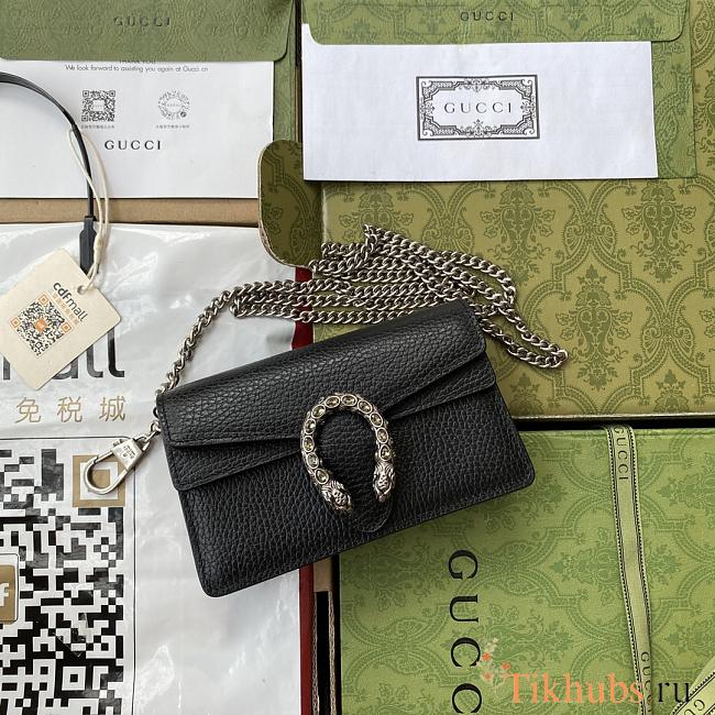  GUCCI DIONYSUS LEATHER SUPER MINI BLACK LEATHER BAG SIZE 16.5cm - 1