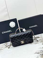 Chanel Mini Classic handbag in black has a handle embellished with rhinestones size 20x7x12 cm - 1