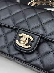 Chanel Mini Classic handbag in black has a handle embellished with rhinestones size 20x7x12 cm - 3