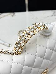 Chanel Mini Classic handbag in white has a handle embellished with rhinestones size 20x7x12 cm - 4