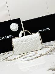 Chanel Mini Classic handbag in white has a handle embellished with rhinestones size 20x7x12 cm - 3