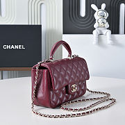 Chanel Mini Classic Flap Bag with a Top Handle in dark red 12x20x6cm - 4