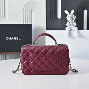 Chanel Mini Classic Flap Bag with a Top Handle in dark red 12x20x6cm - 3