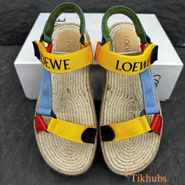 Loewe Paula's Ibiza Logo-Embroidered Colour-Block Webbing Platform Sandals - 1