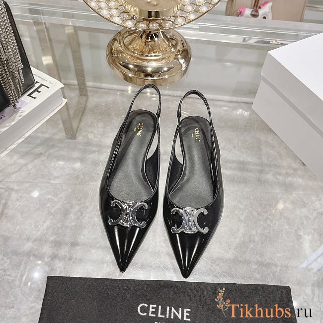 Celine Alma Triomphe slingback flats in black  - 1