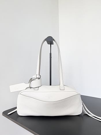 Balenciaga Small Leather Carrie Bowling Top-Handle Bag In White 31x12x12 cm