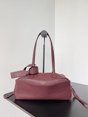 Balenciaga Carrie Bowling Bag in dark burgundy leather 31x12x12 cm