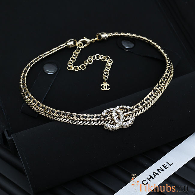 Chanel herringbone chain choker necklace - 1