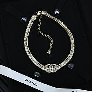 Chanel herringbone chain choker necklace - 3