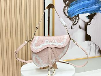 Dior Small Saddle Bag featuring Rose 24×16×18cm