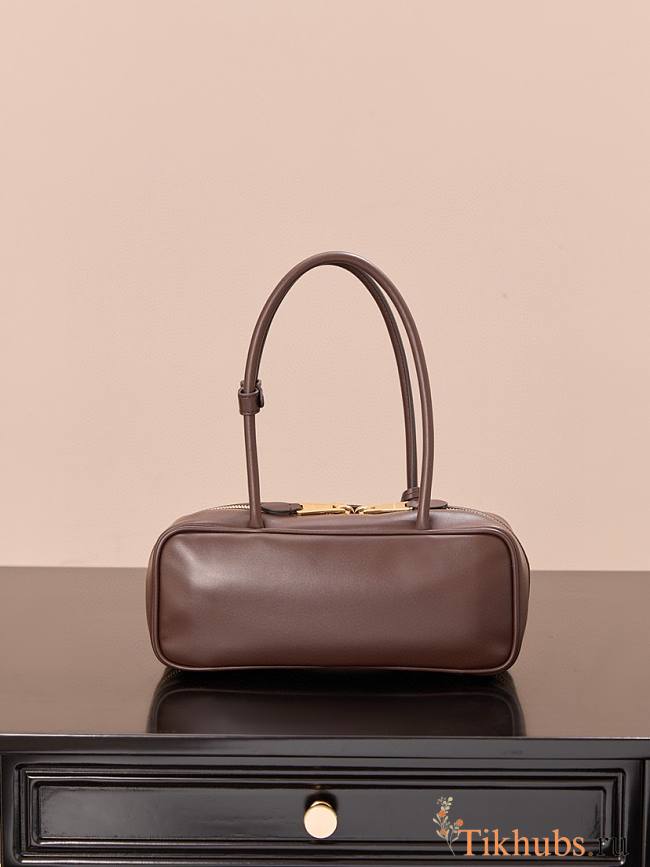 Miu Miu Beau leather bag is a luxurious handbag in dark brown color 28*11.5*8cm - 1