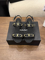 Chanel black quilted lambskin leather sandals - 1