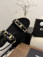 Chanel black quilted lambskin leather sandals - 5