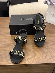 Chanel black quilted lambskin leather sandals - 2